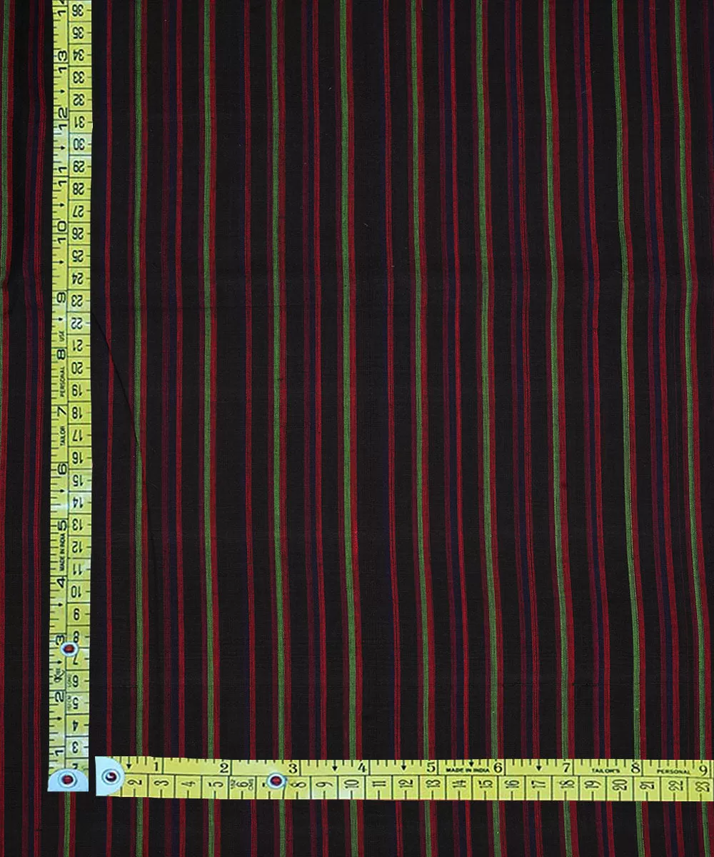 0.7m Black multicolor handwoven stripe cotton mangalagiri fabric