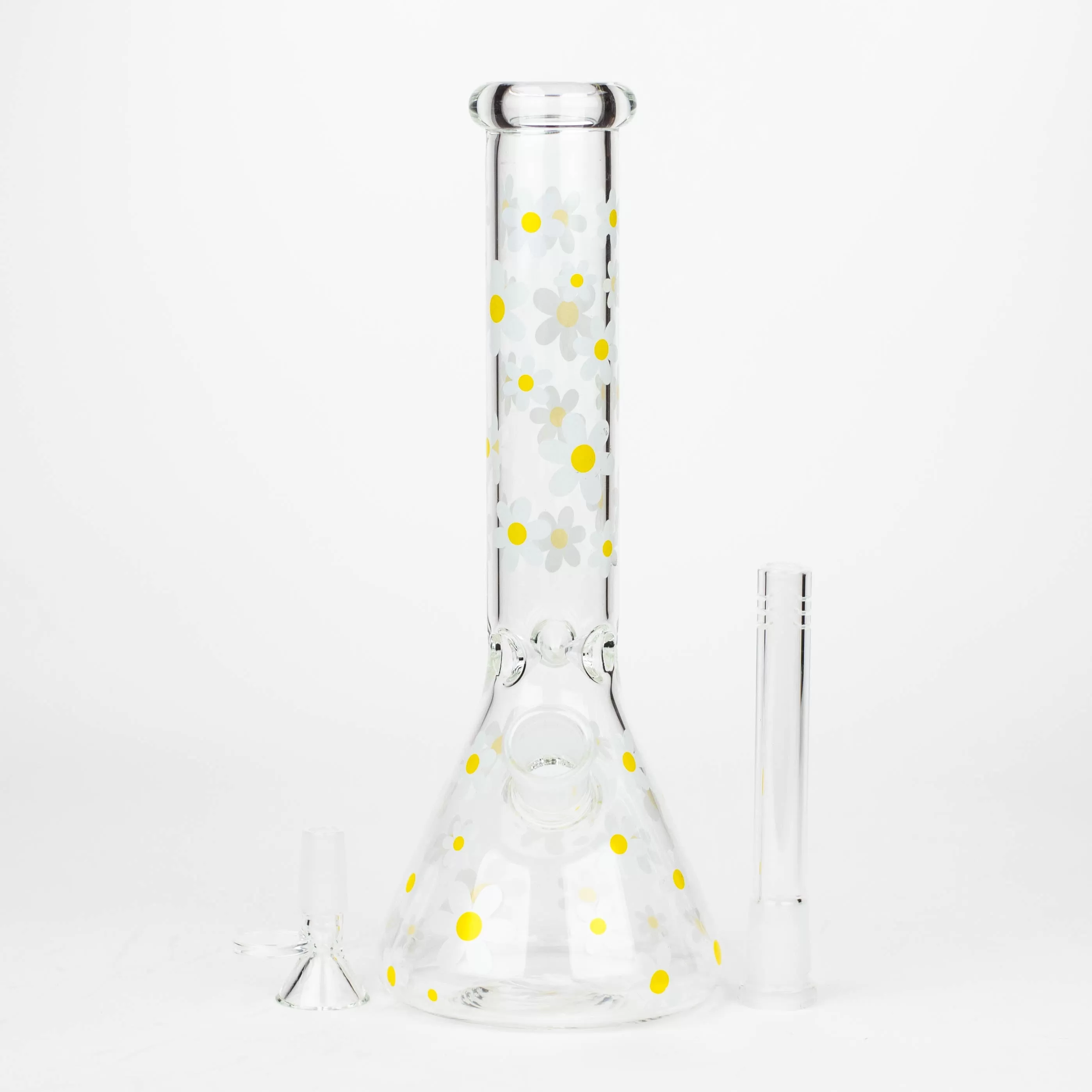 10" Glass Bong With Daisy Design