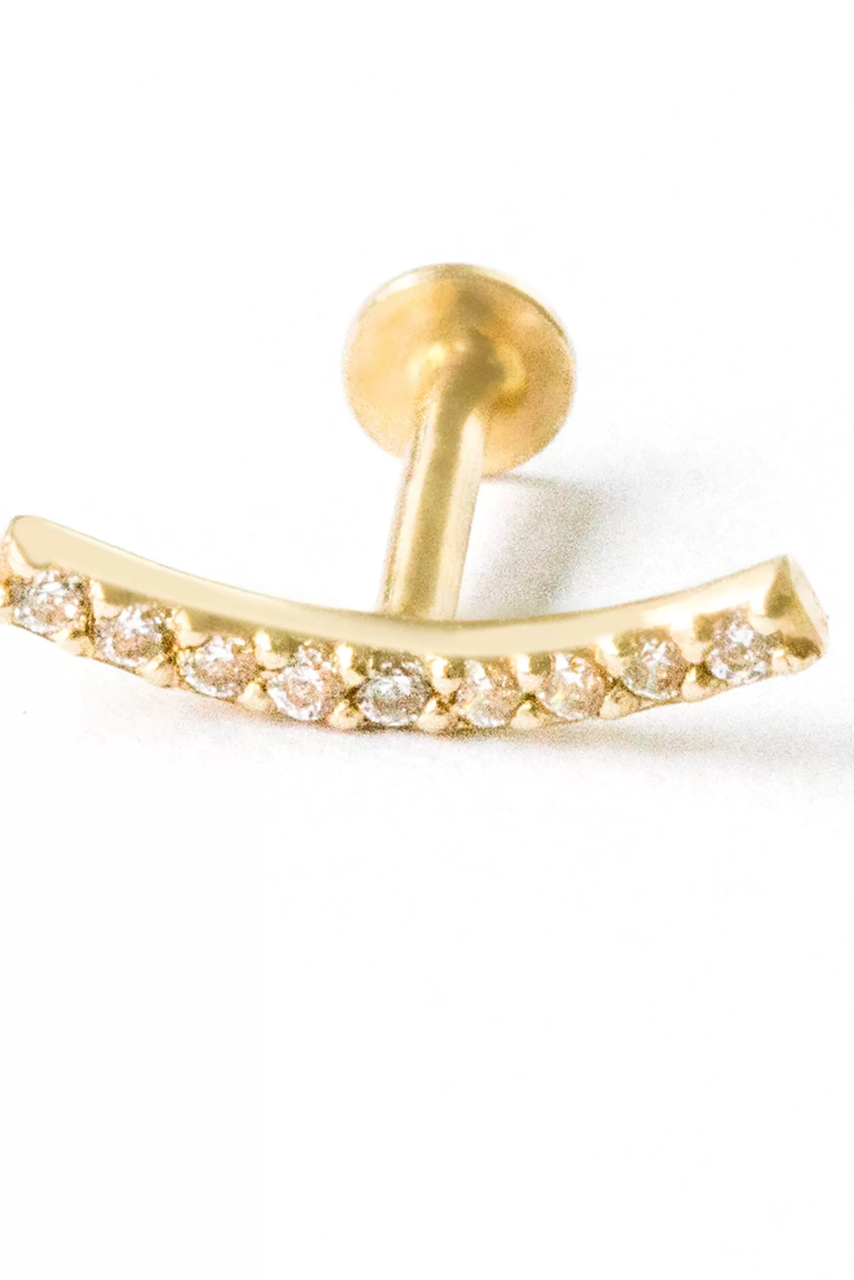 14k Gold Cartilage Curved Cubic Internally Internal Threaded Labret