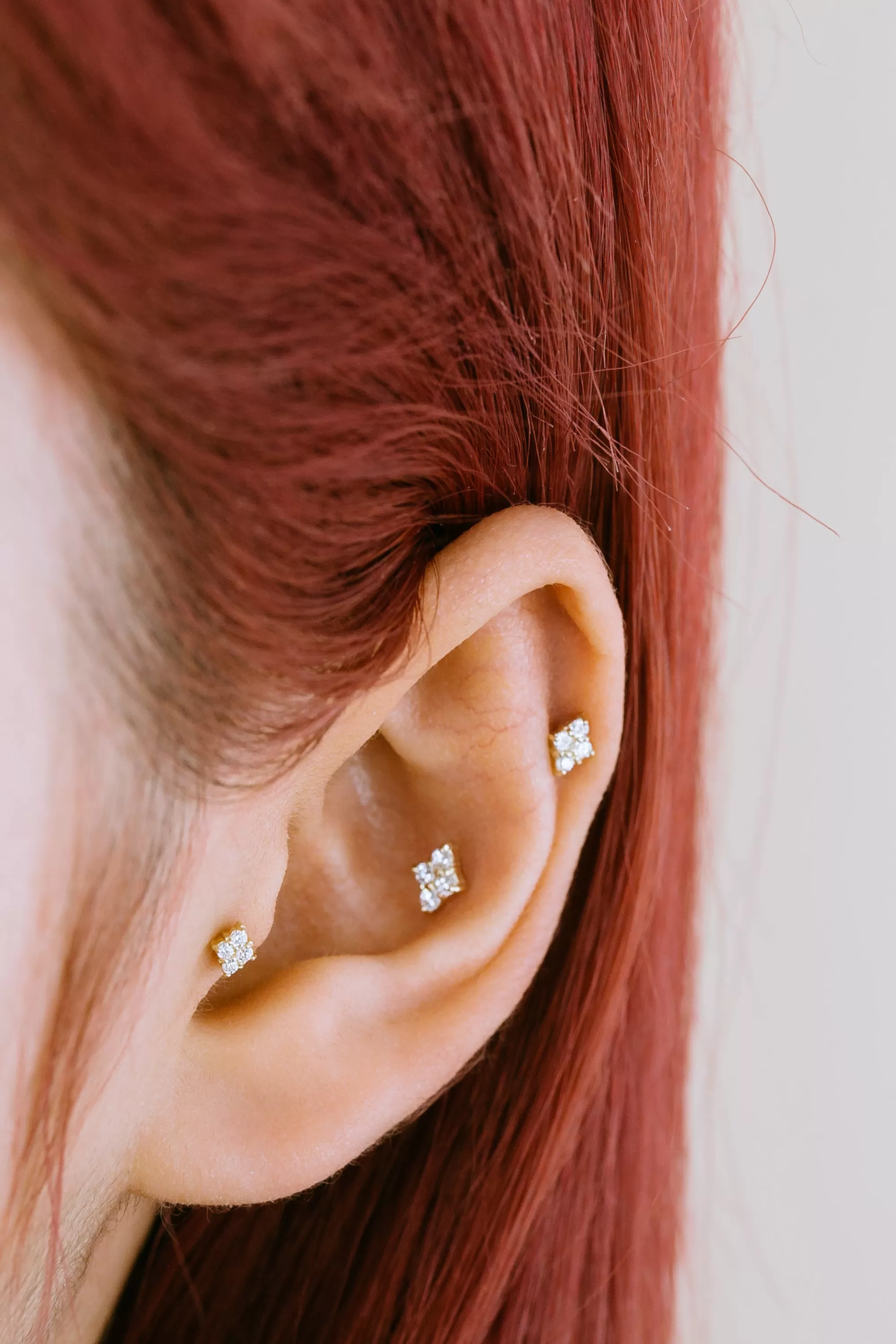 14K Gold Forward Helix Cartilage Tragus Inner Conch Minimal Diamond Shape Cz Internally Threaded Ear Stud Post Earring Piercing Labret