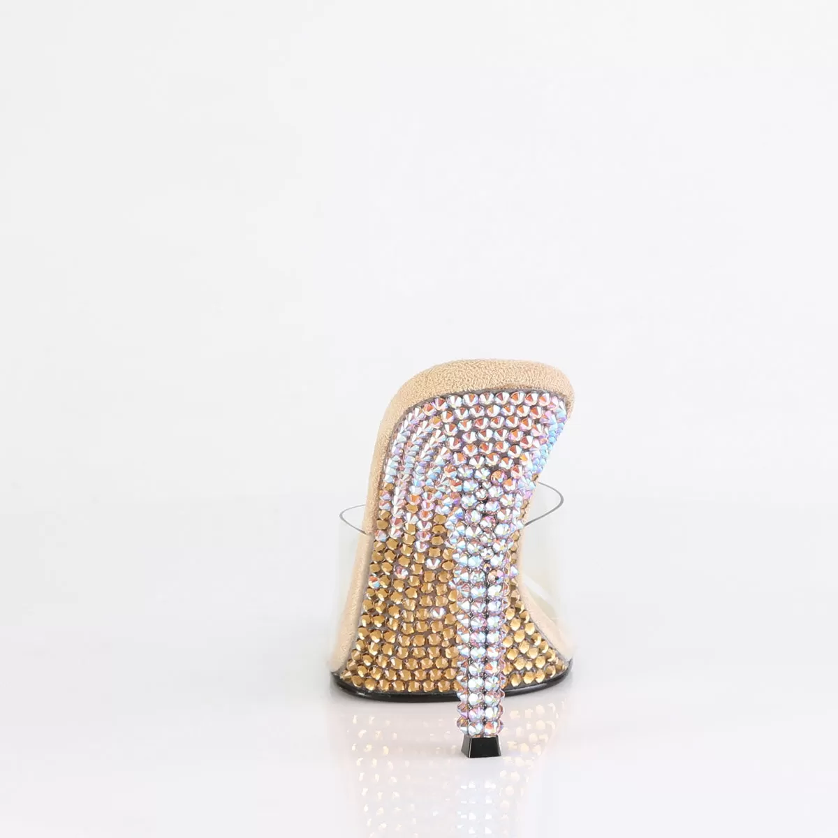 4 Inch Heel GALA-01DMM Clear Gold Rhinestone