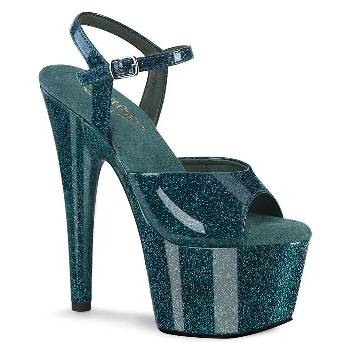 7 Inch Heel ADORE-709GP Teal Glitter