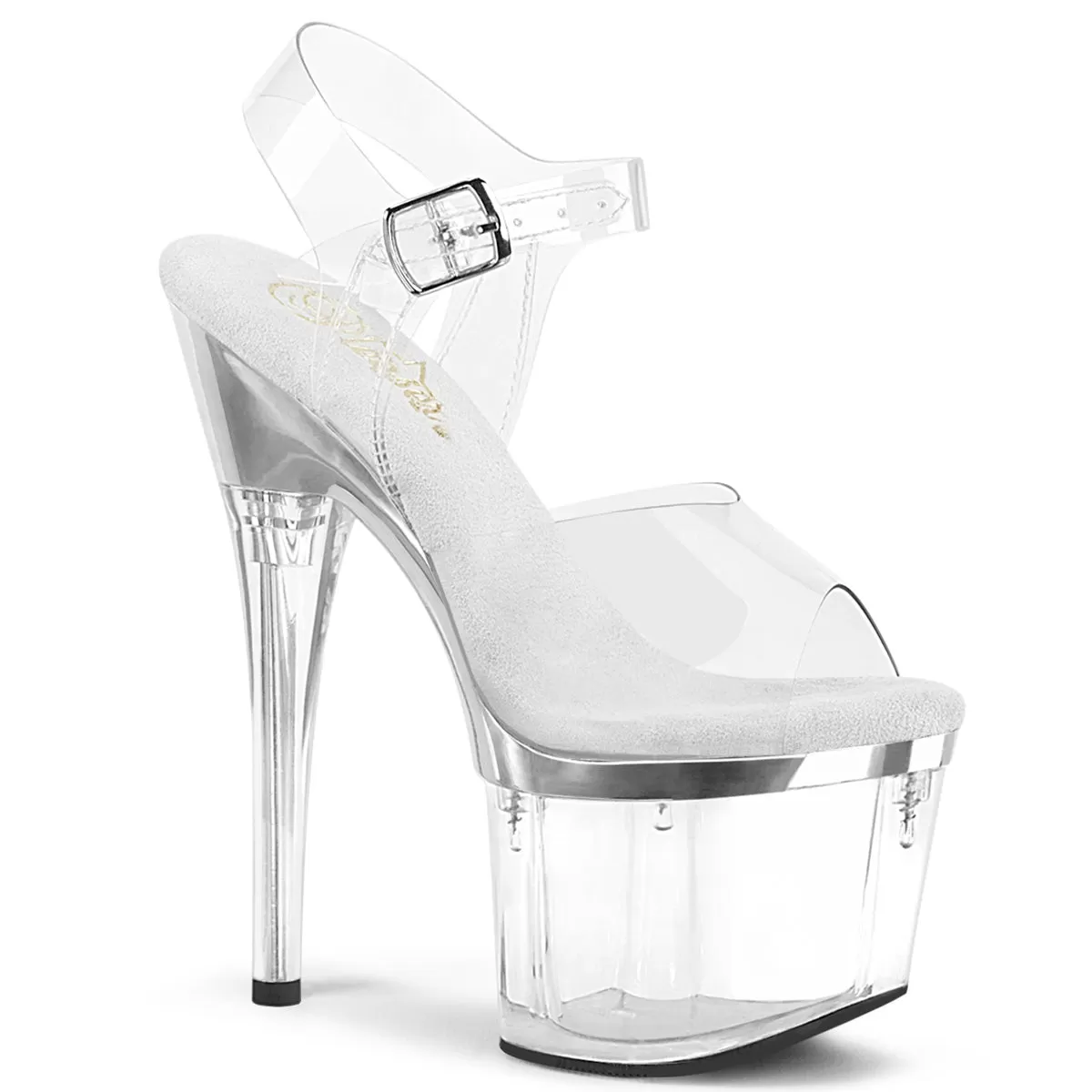 7 Inch Heel ESTEEM-708 Clear Silver Chrome Upper