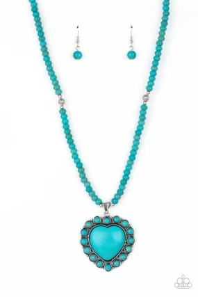 A Heart Of Stone Turquoise Blue Stone Heart Necklace - Paparazzi Accessories