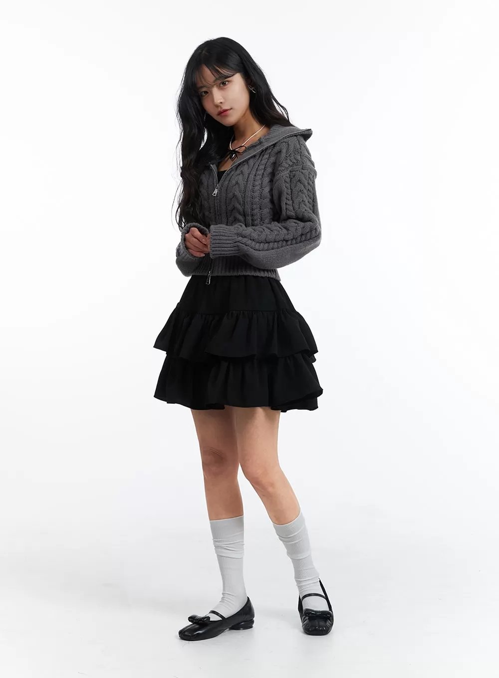 A-Line Layered Frill Mini Skirt OJ426