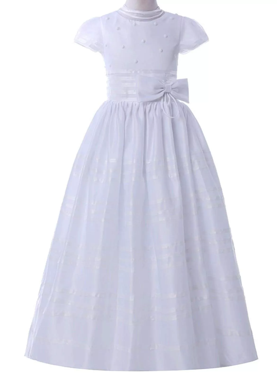 A Step Above Pearled Belt Communion Gown