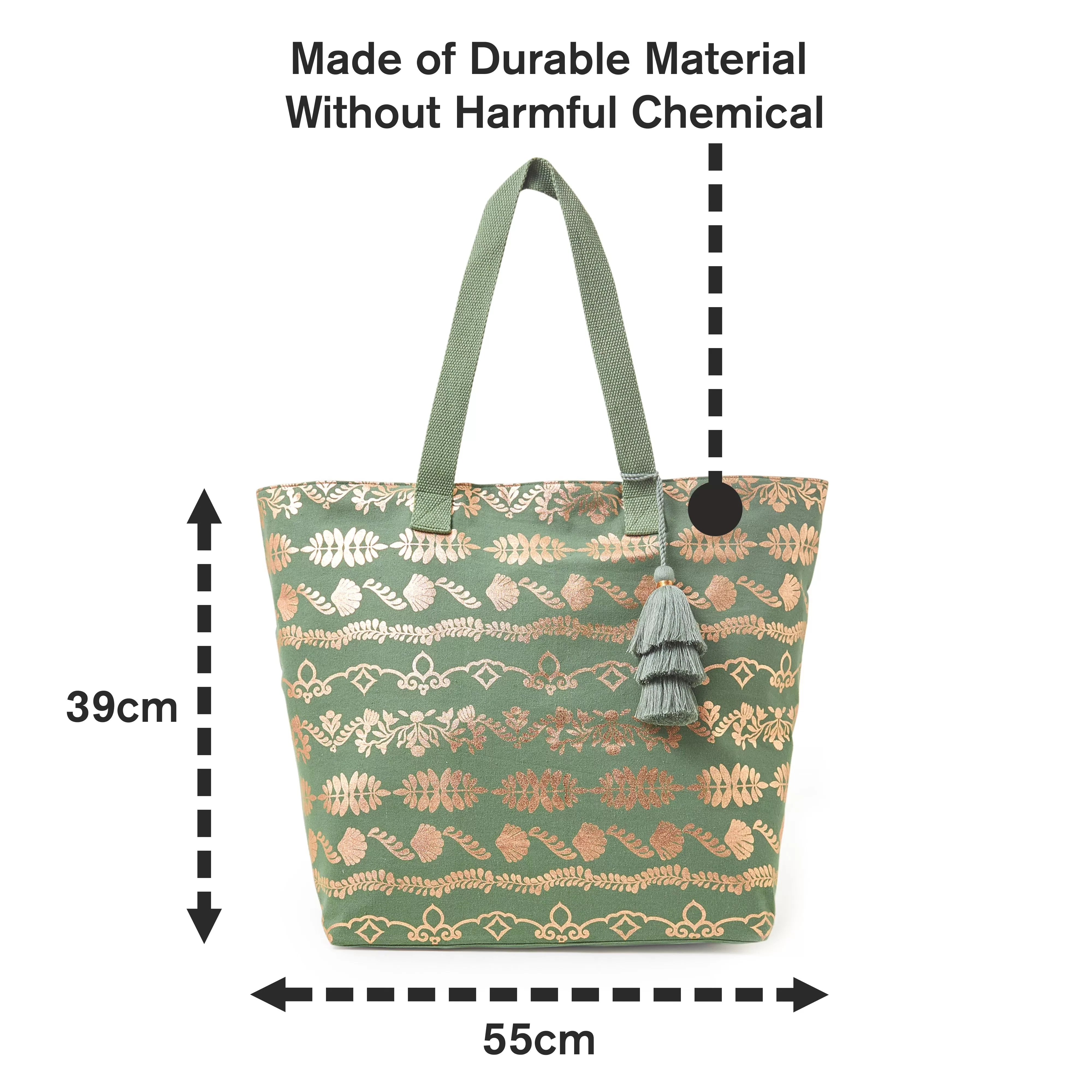 Accessorize London Green Foil print beach tote Bag