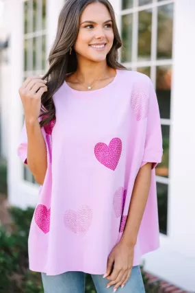 All The Love Lilac Purple Rhinestone Heart Top