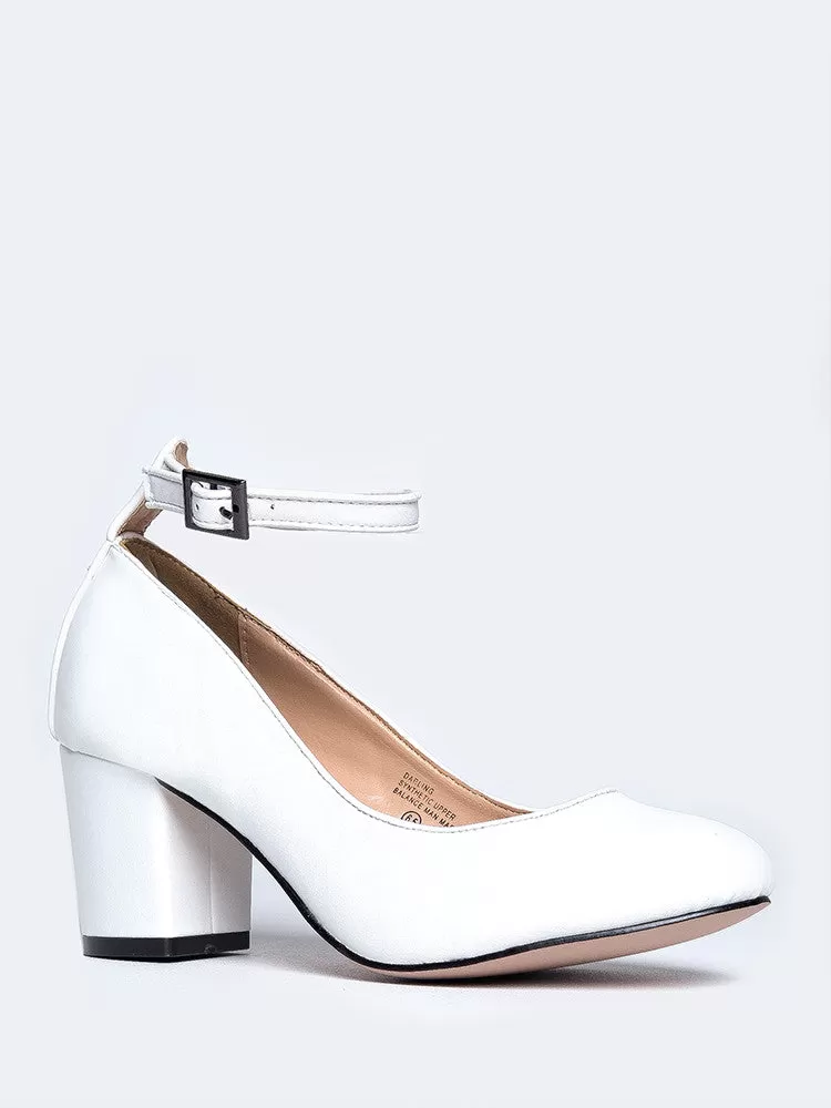 Ankle Strap Round Toe Heel