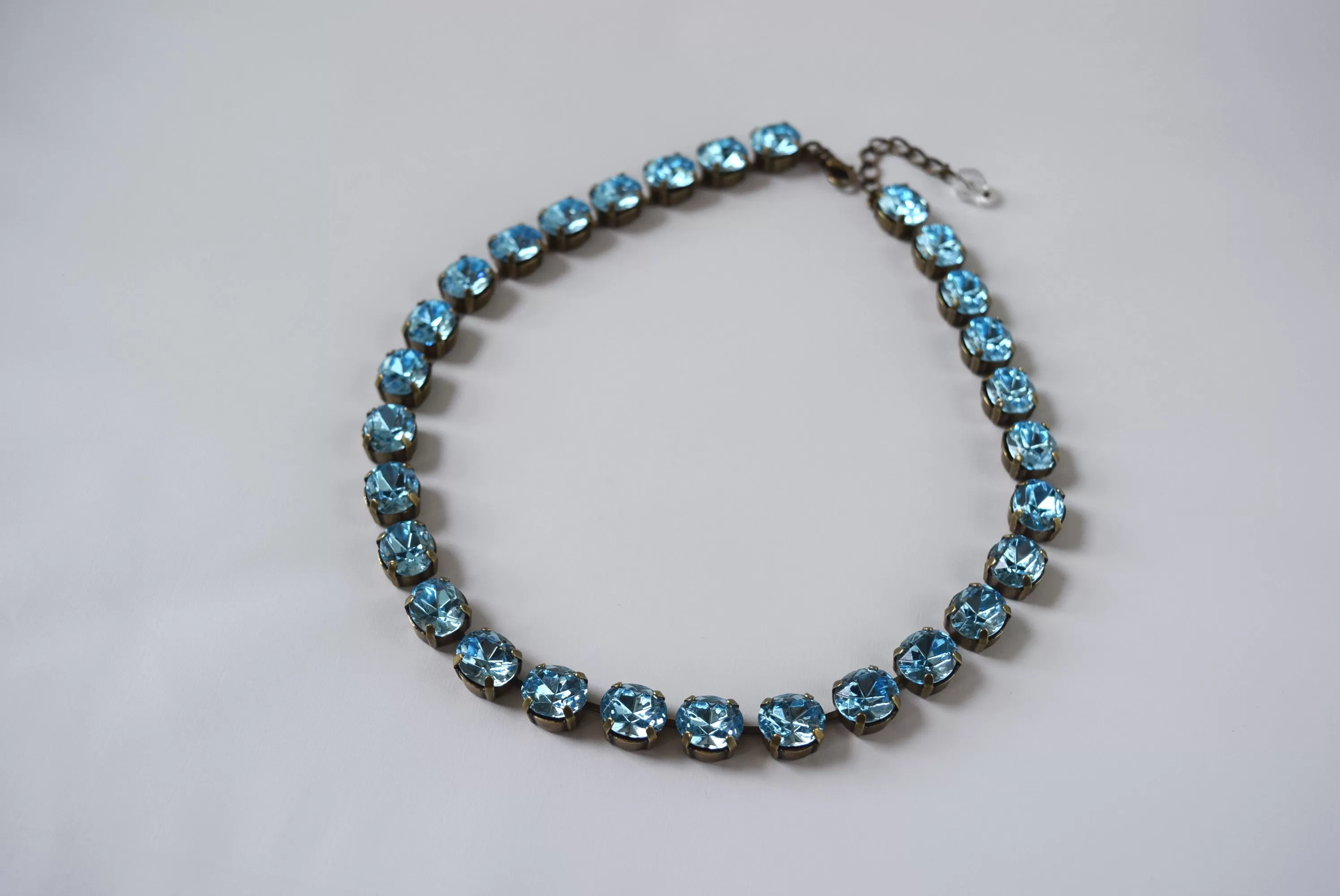 Aquamarine Blue Necklace, Swarovski Crystal - Small oval