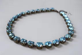 Aquamarine Blue Necklace, Swarovski Crystal - Small oval