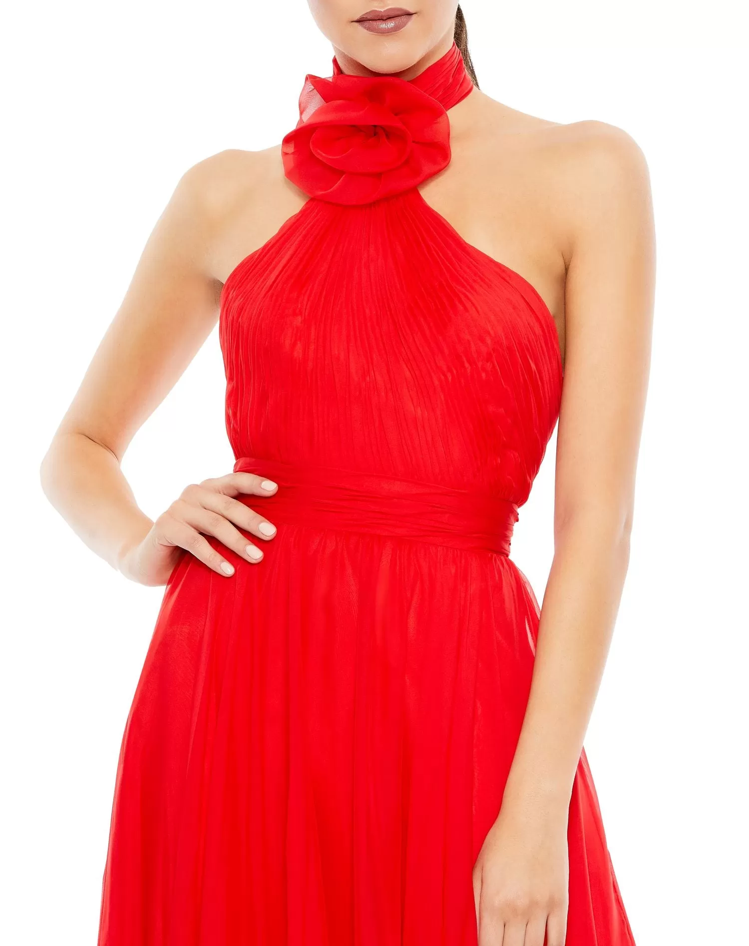 Asymmetrical Halter Neck Tiered A Line Gown