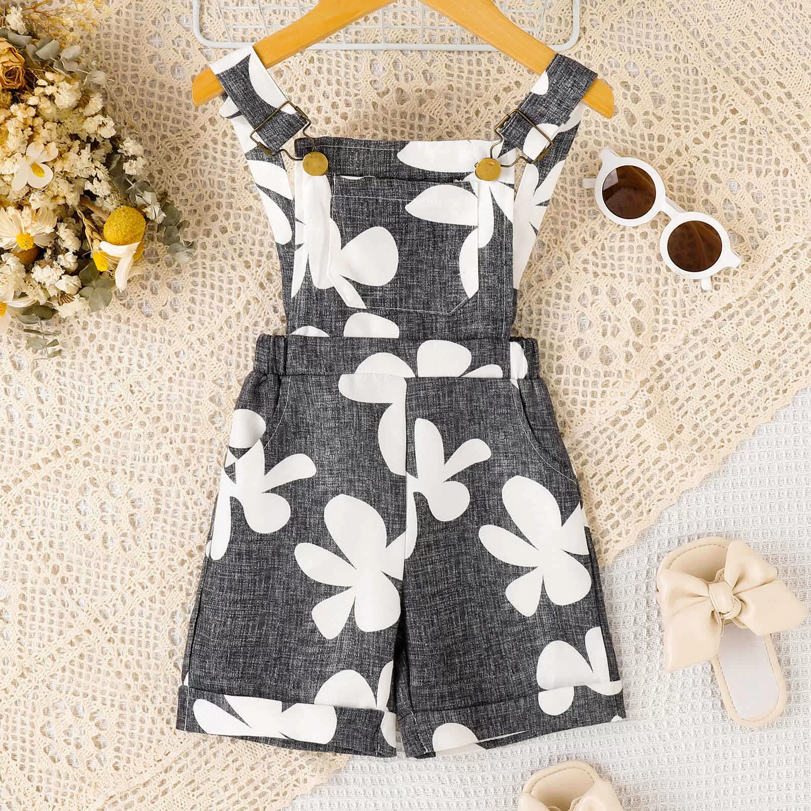 Baby Kid Girls Flower Print Rompers Wholesale 24011113