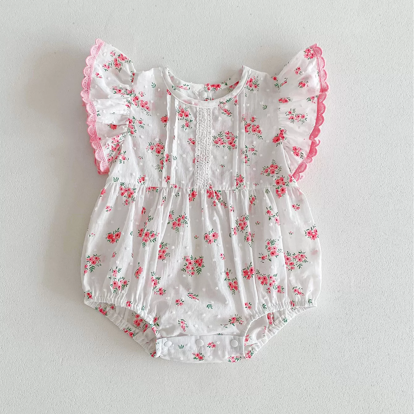 Baby Kid Girls Flower Print Rompers Wholesale 240301147