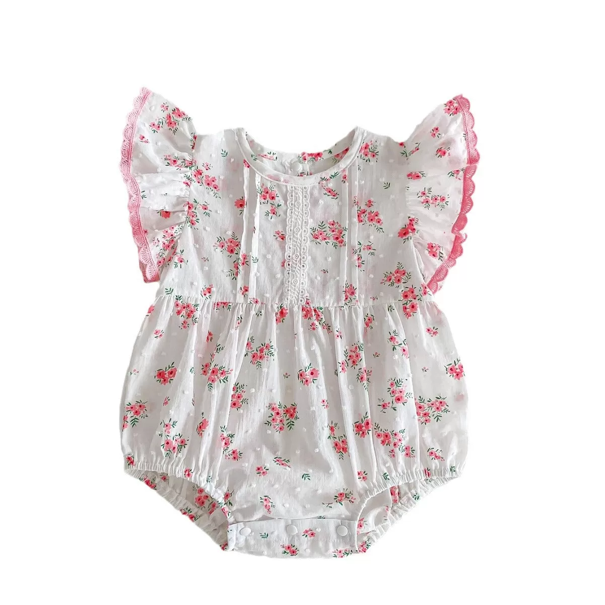 Baby Kid Girls Flower Print Rompers Wholesale 240301147