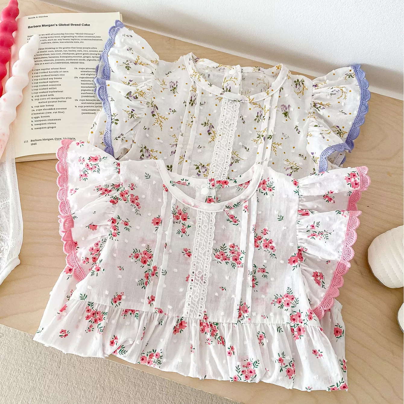 Baby Kid Girls Flower Print Rompers Wholesale 240301147