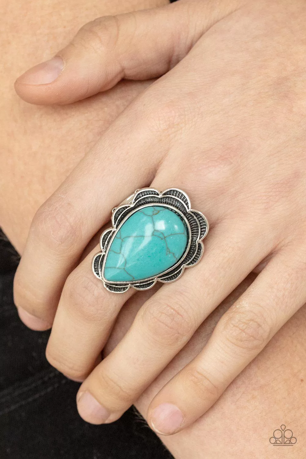 BADLANDS Romance Turquoise Blue Stone Ring - Paparazzi Accessories