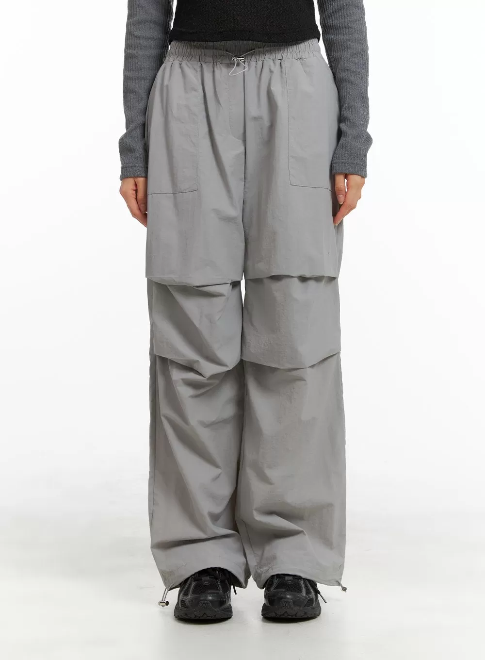 Banding Waist Nylon Wide Trousers OM426