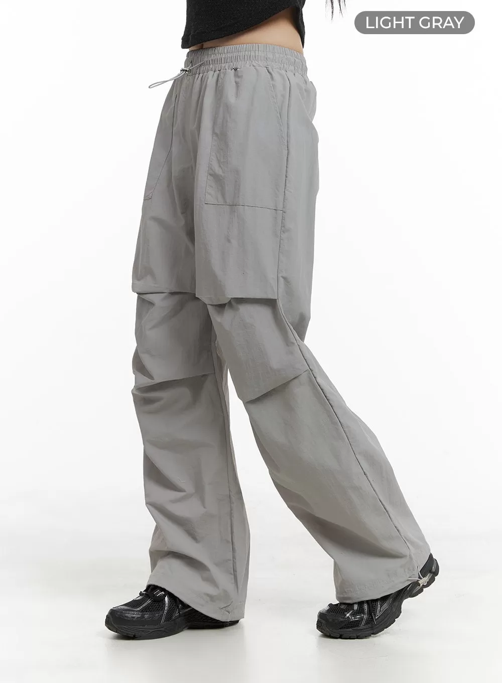 Banding Waist Nylon Wide Trousers OM426