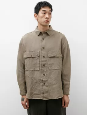 Big Shirt Tumbled Linen Dark Beige