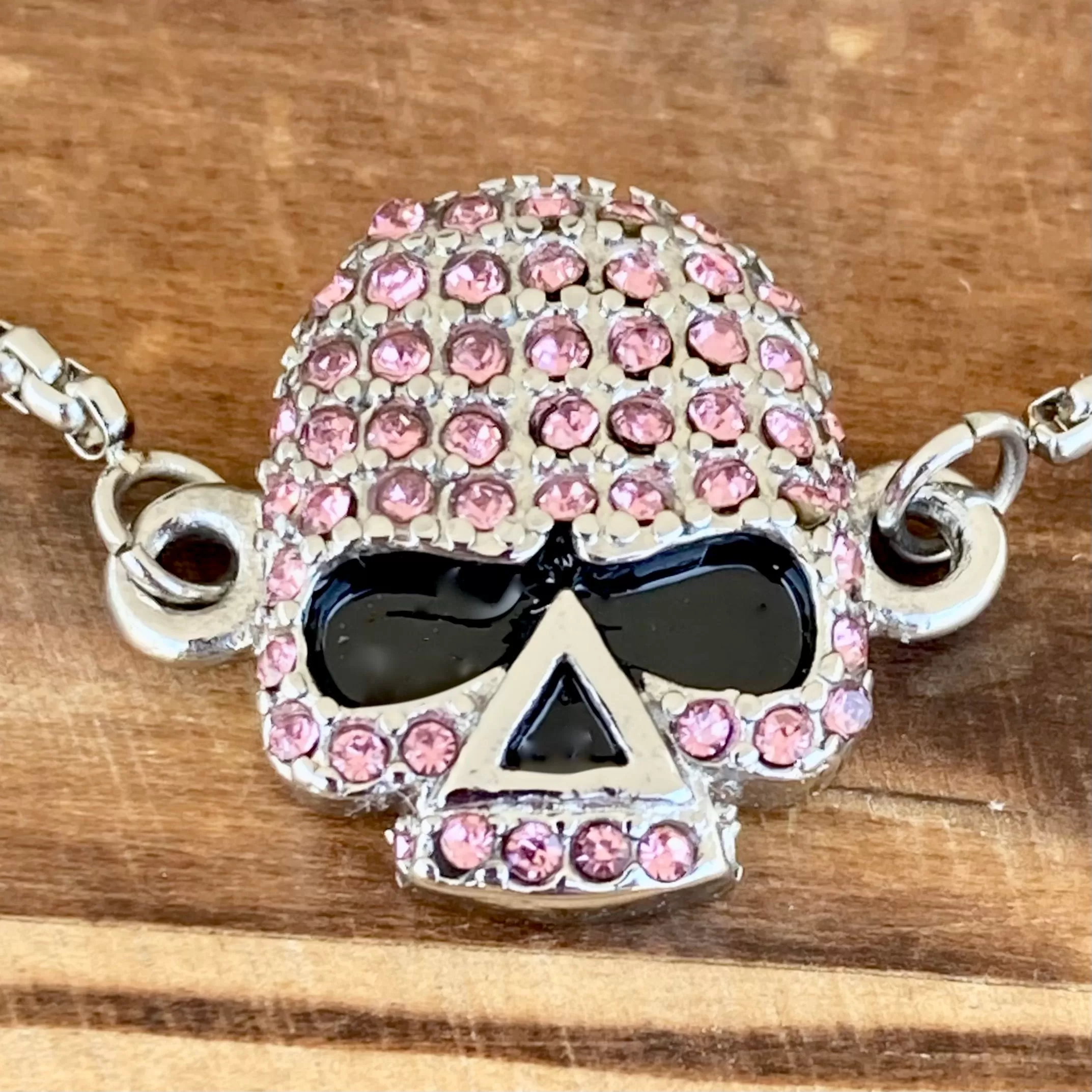 Bling Skull - Pink Stone - Bracelet - 2596B