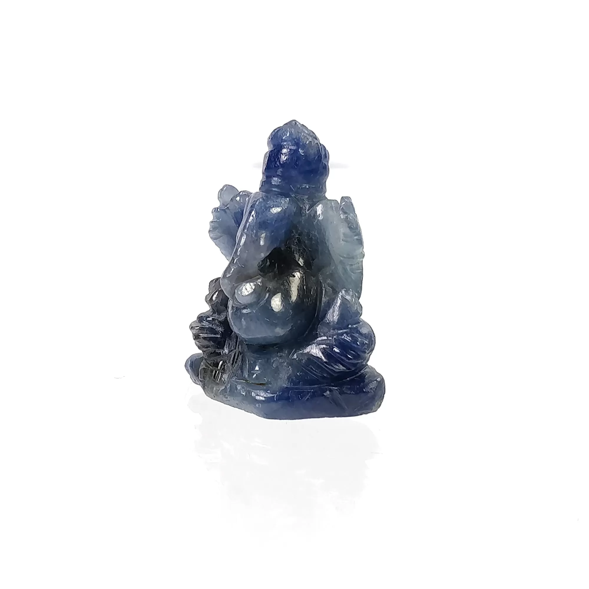 BLUE SAPPHIRE Gemstone Carving : 59.65cts Natural Untreated Sapphire Hand Carved Lord GANESHA Sculpture Figurine 29*23mm