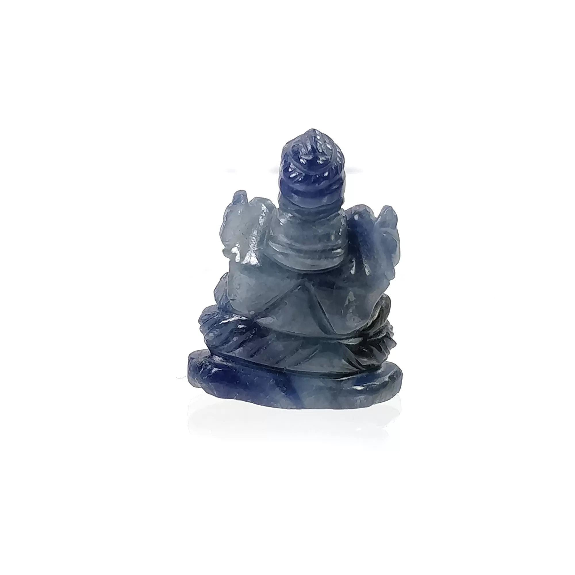 BLUE SAPPHIRE Gemstone Carving : 59.65cts Natural Untreated Sapphire Hand Carved Lord GANESHA Sculpture Figurine 29*23mm