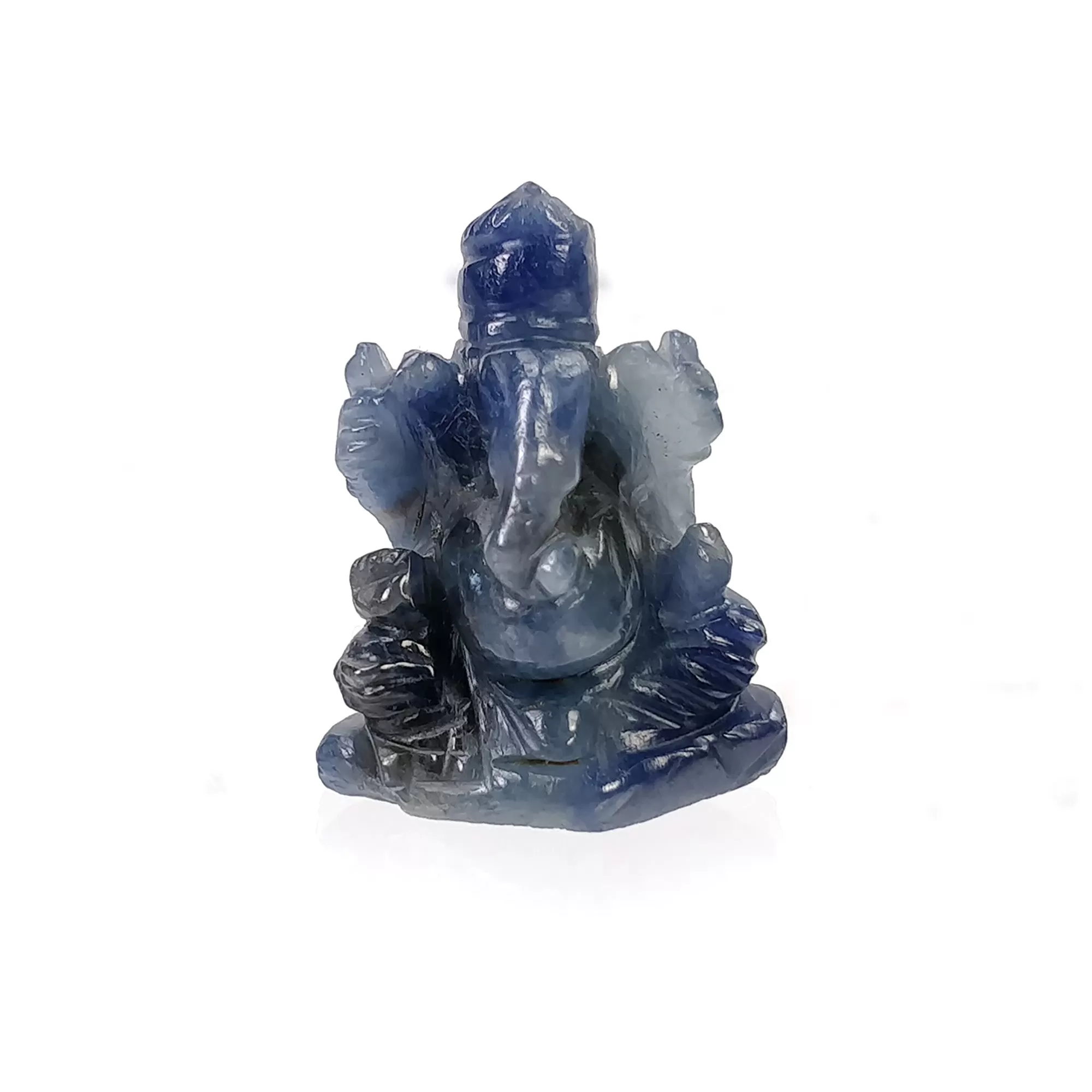 BLUE SAPPHIRE Gemstone Carving : 59.65cts Natural Untreated Sapphire Hand Carved Lord GANESHA Sculpture Figurine 29*23mm