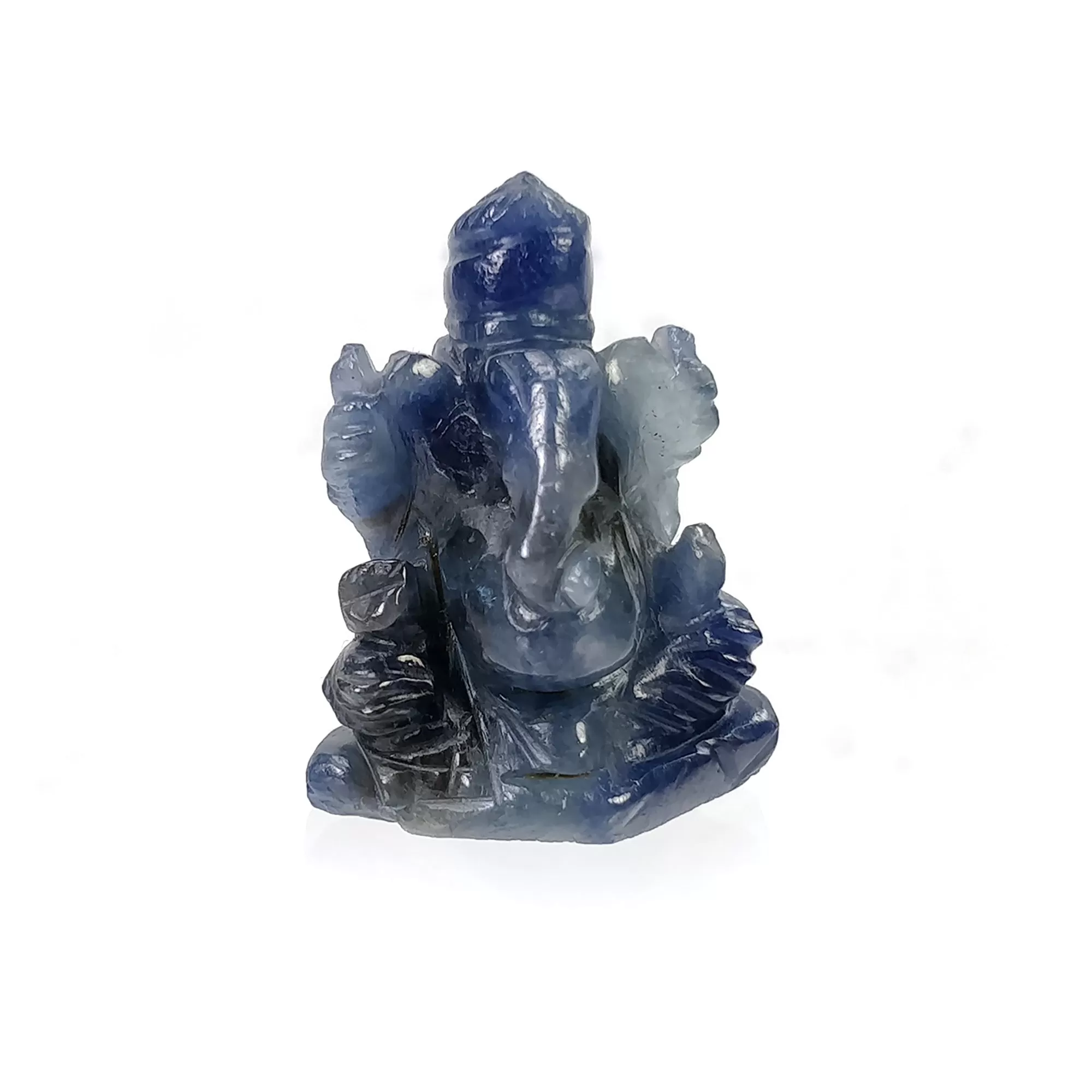 BLUE SAPPHIRE Gemstone Carving : 59.65cts Natural Untreated Sapphire Hand Carved Lord GANESHA Sculpture Figurine 29*23mm