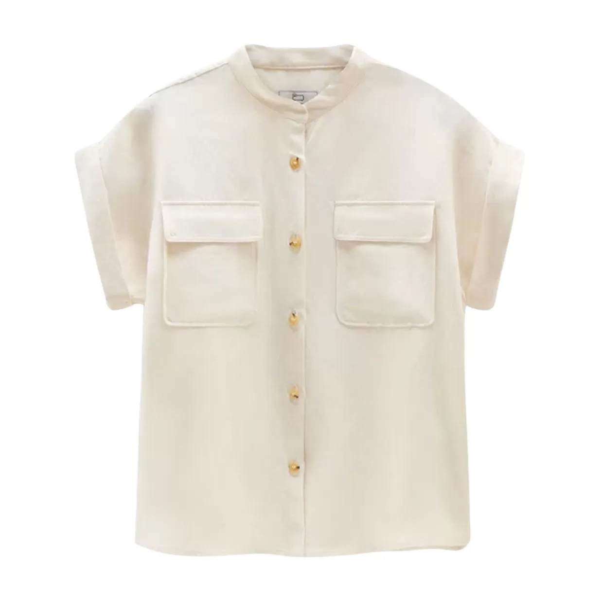 Camicia Donna Woolrich Misto Lino Bianco Panna