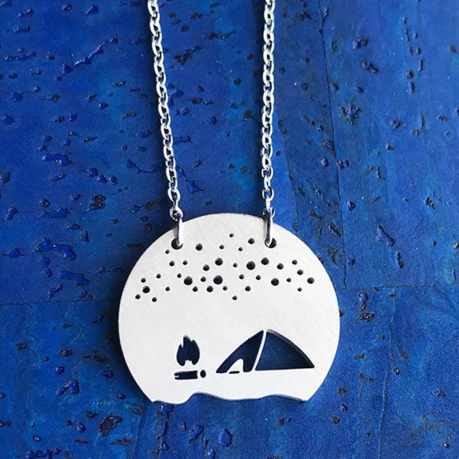 Camping Under The Stars Stainless Steel Necklace