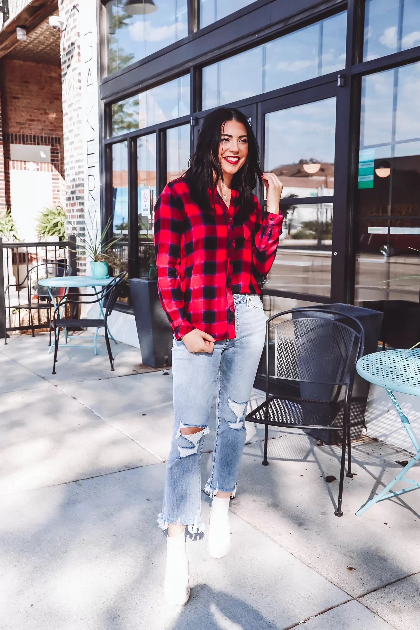 Charley Plaid Top-Red