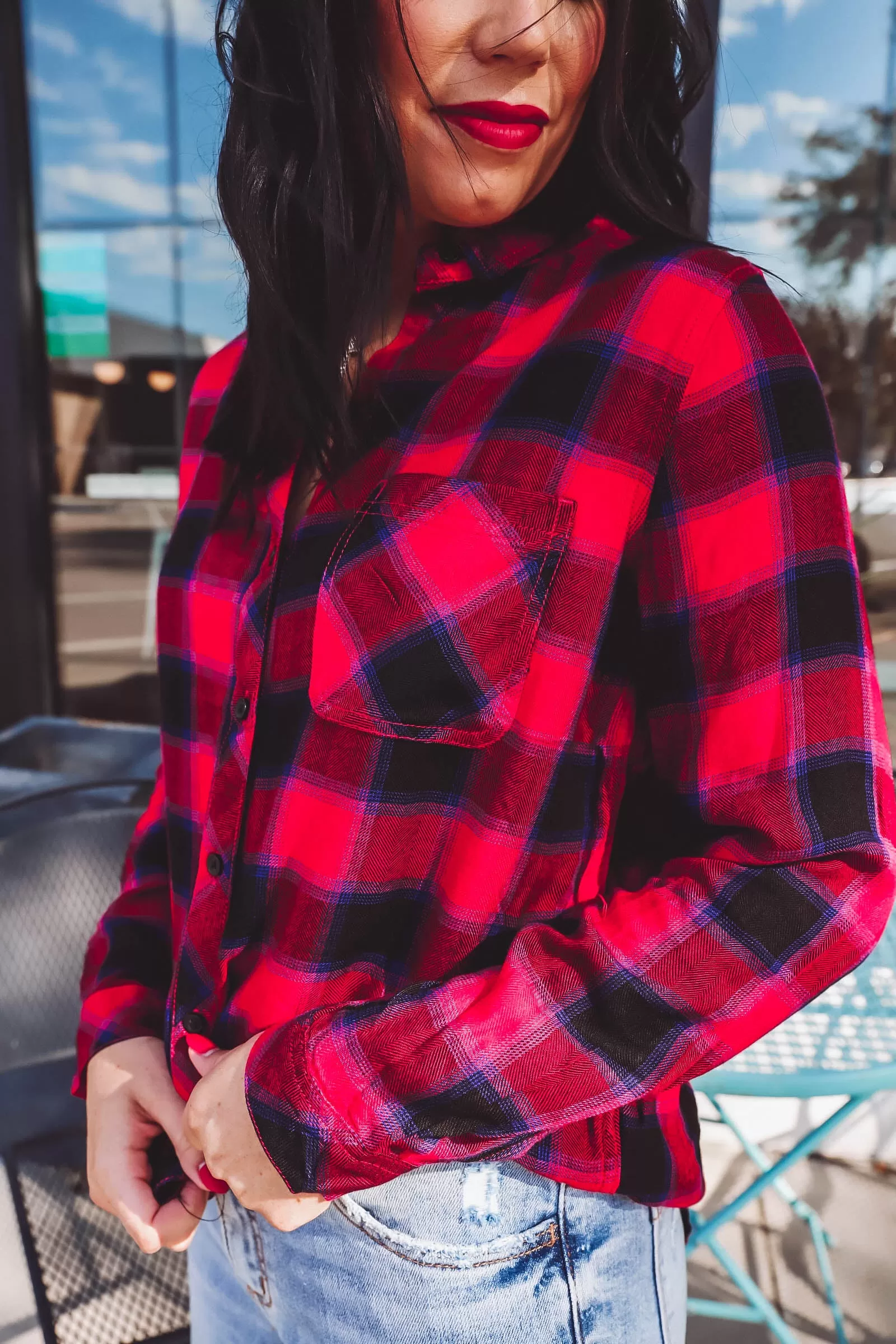 Charley Plaid Top-Red