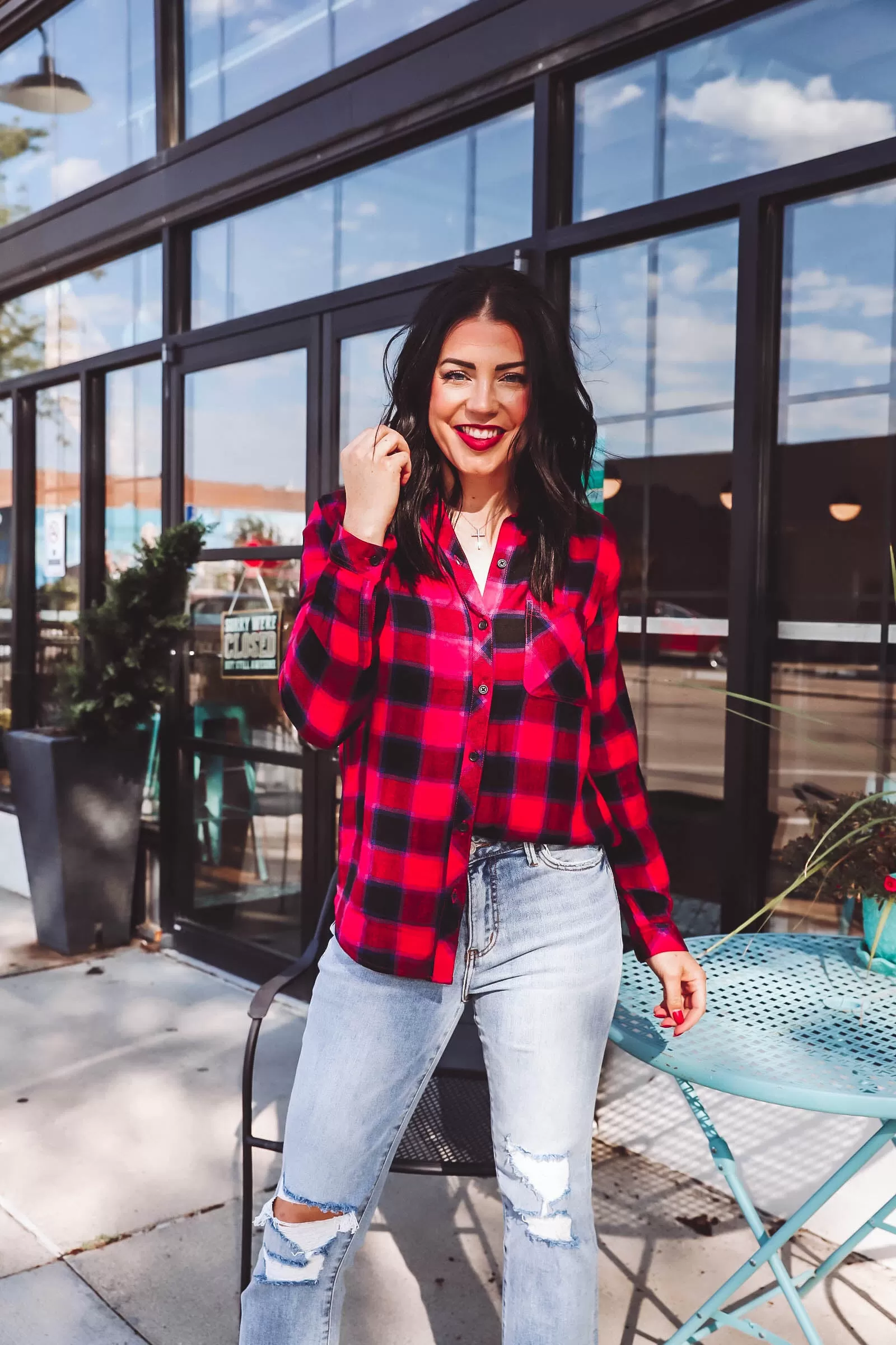 Charley Plaid Top-Red