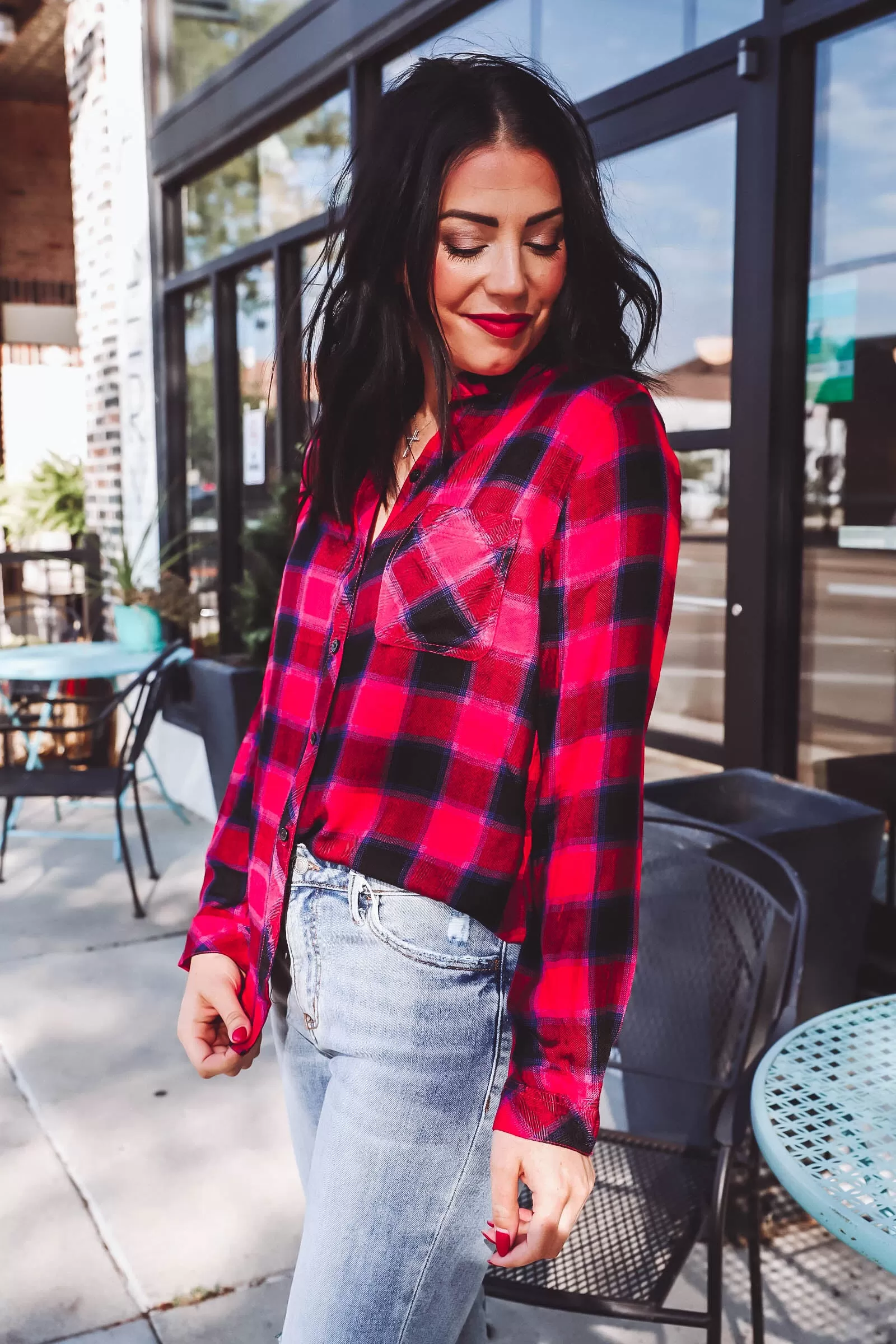 Charley Plaid Top-Red