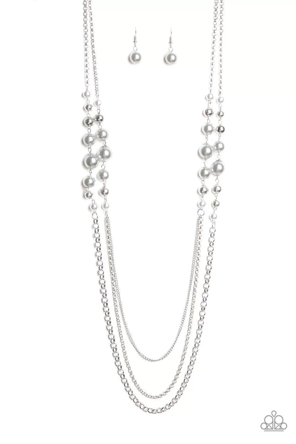 Charmingly Colorful Silver Pearl Necklace - Paparazzi Accessories