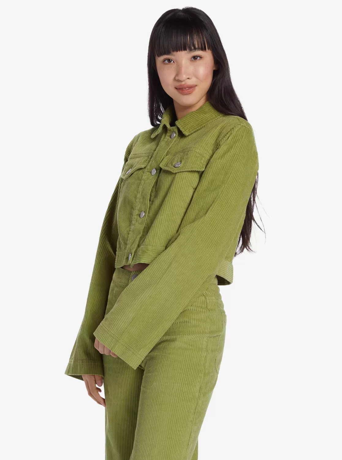 Chloe Kim Cropped Corduroy Jacket - Iguana