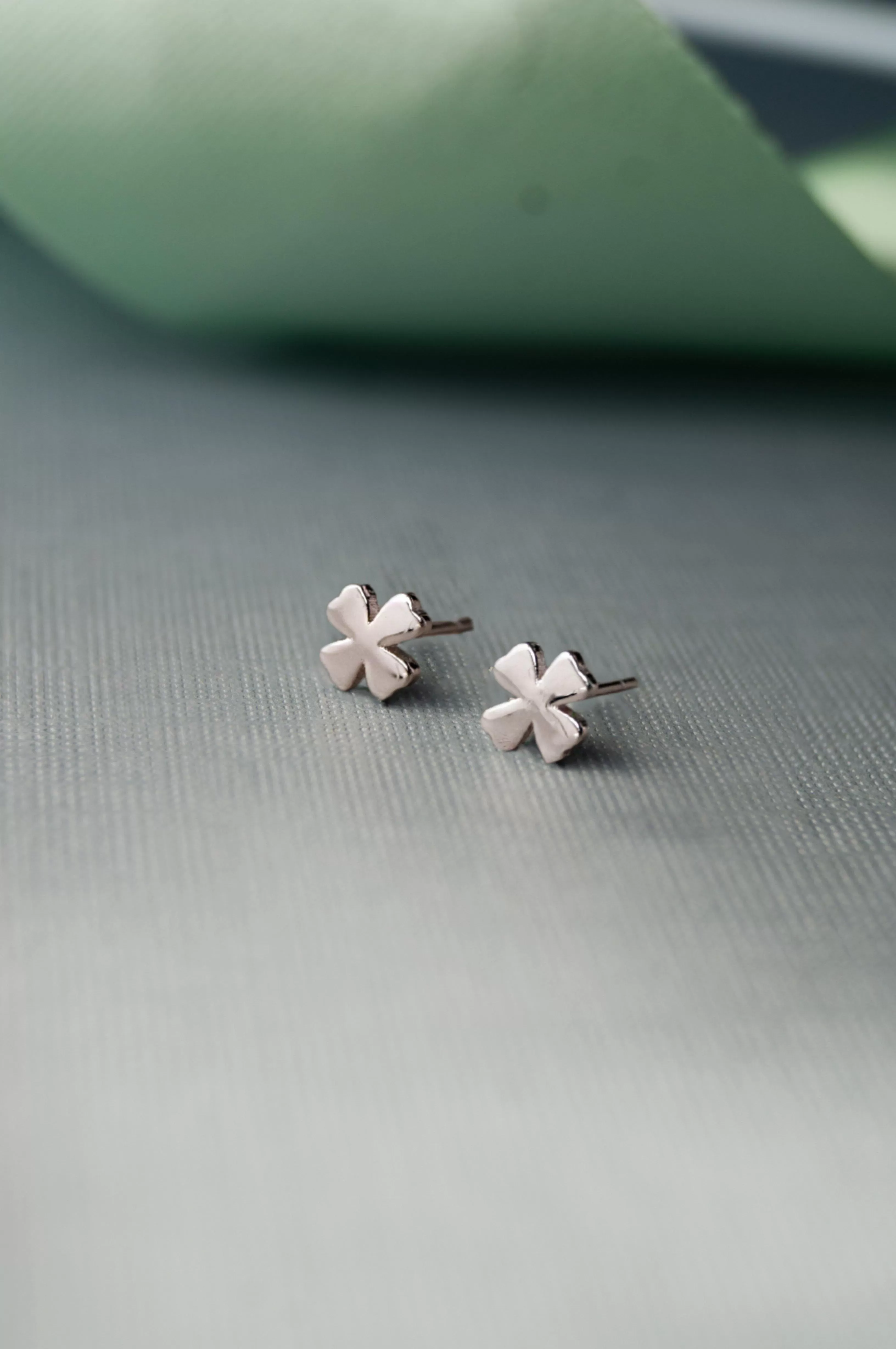 Clover Leaf Flower Gold Plated Mini Sterling Silver Stud Earrings