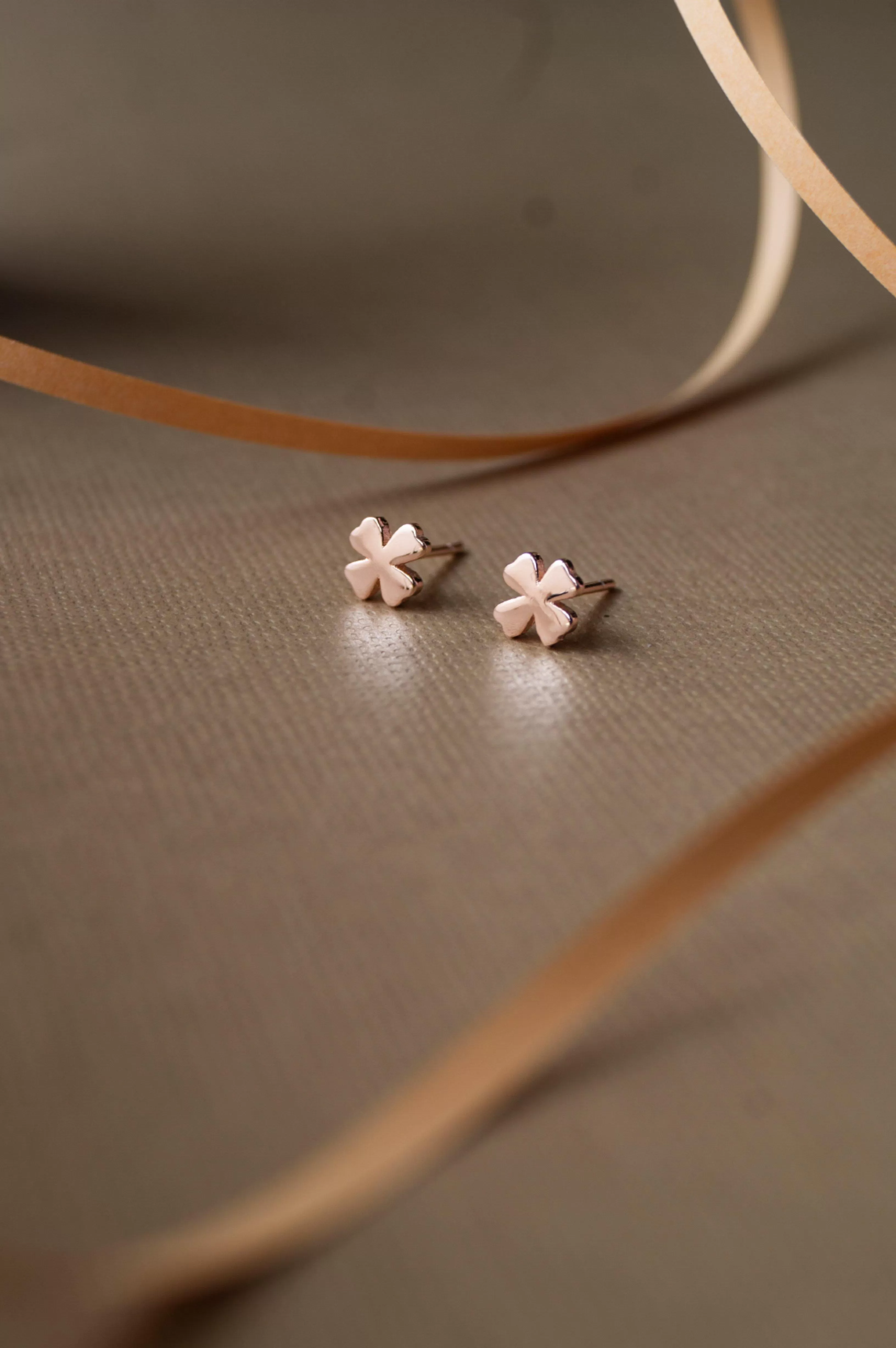 Clover Leaf Flower Gold Plated Mini Sterling Silver Stud Earrings