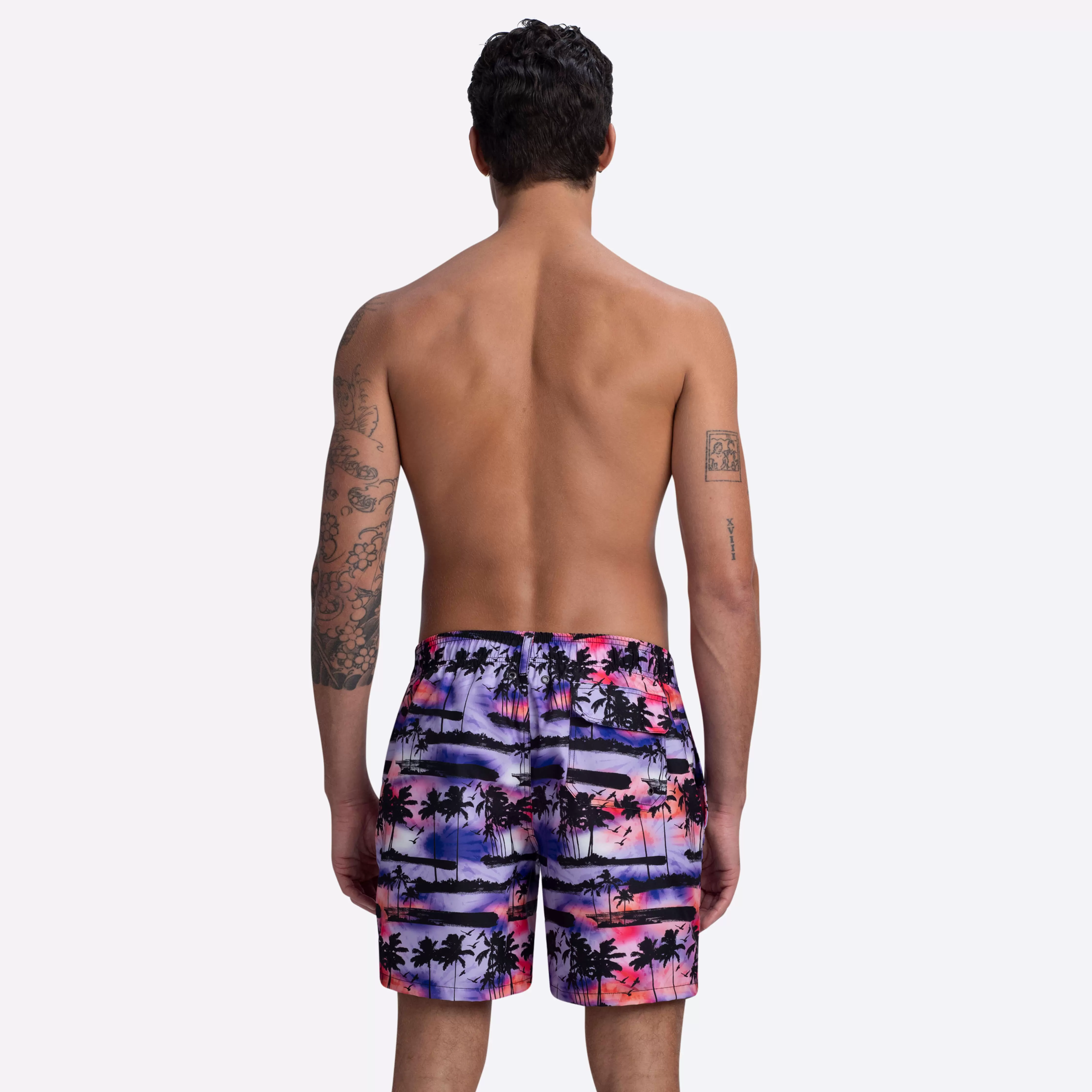 COSMO Palm Tree Print Swim Trunks