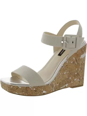 Courts Womens Canvas Square Toe Platform Sandals