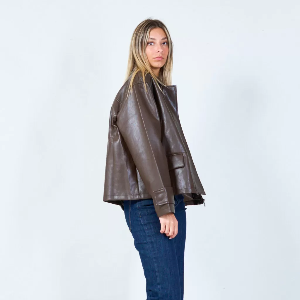 Cropped leather jacket wholesale