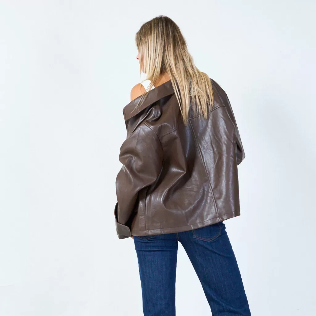 Cropped leather jacket wholesale