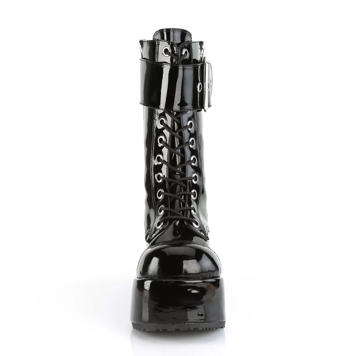 Demonia PETROL-150 | Black  Patent Leather Unisex Boots