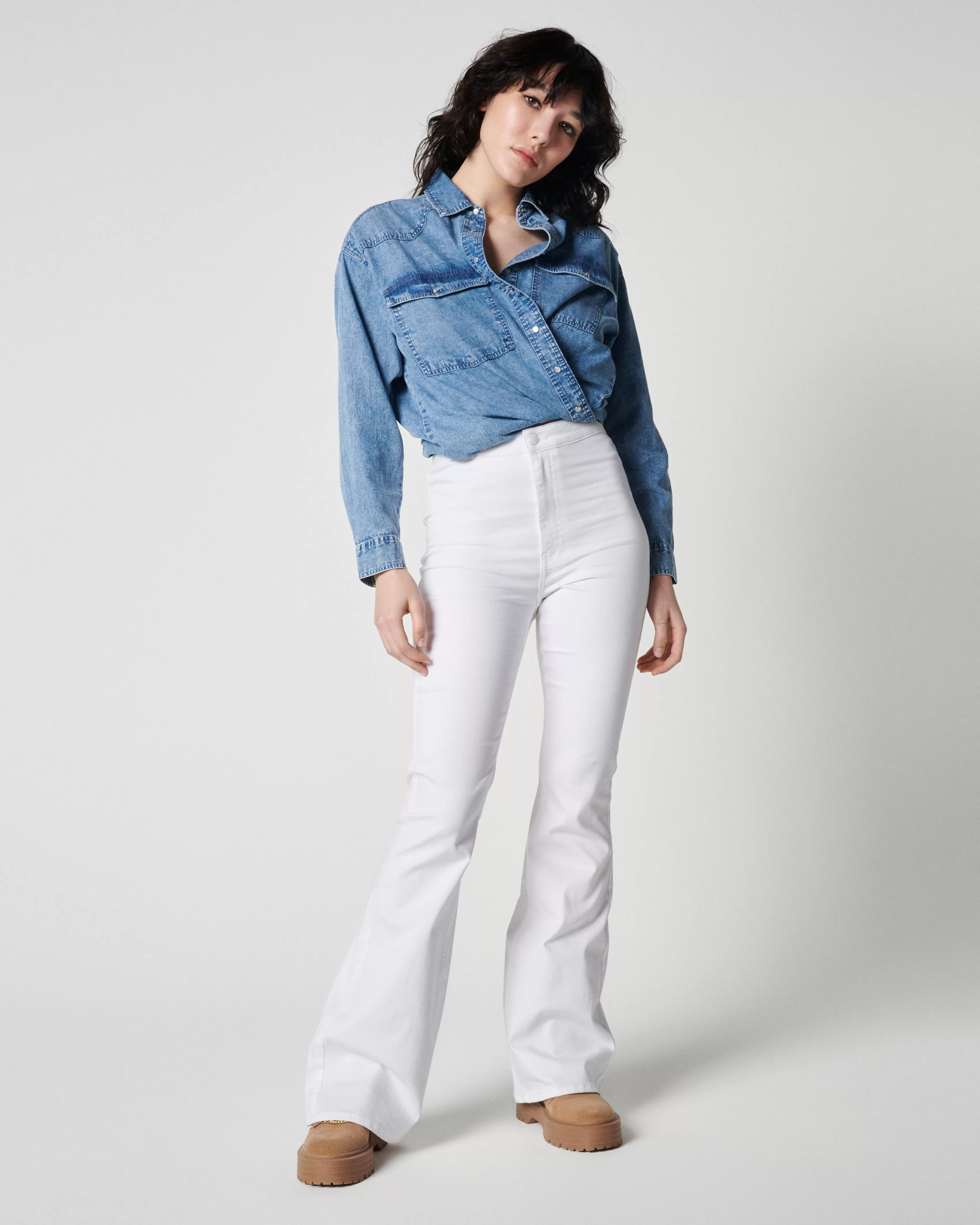 Denim Pimkie White high waist flare jeans