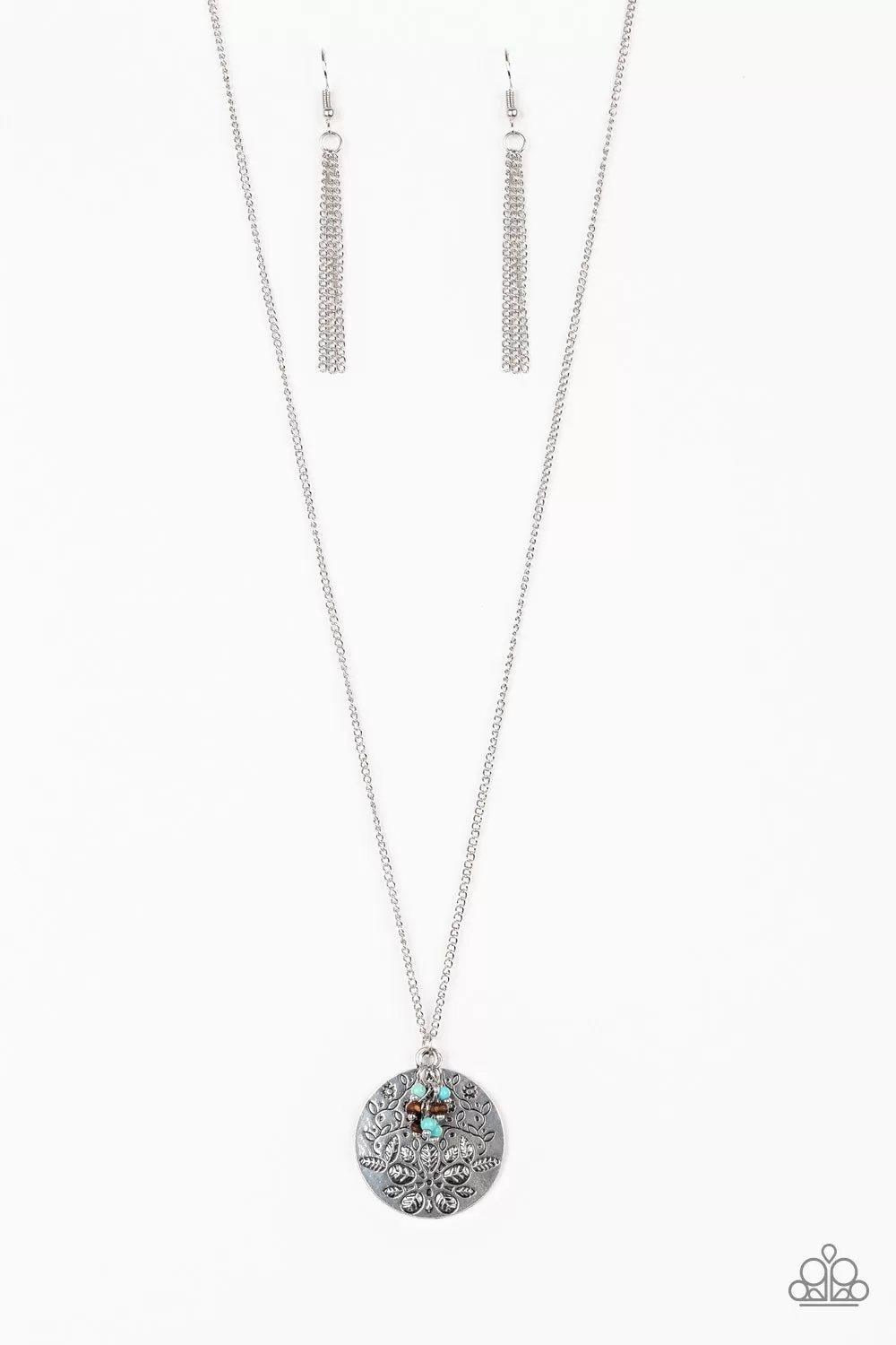 Desert Abundance Turquoise Blue Stone and Silver Necklace - Paparazzi Accessories