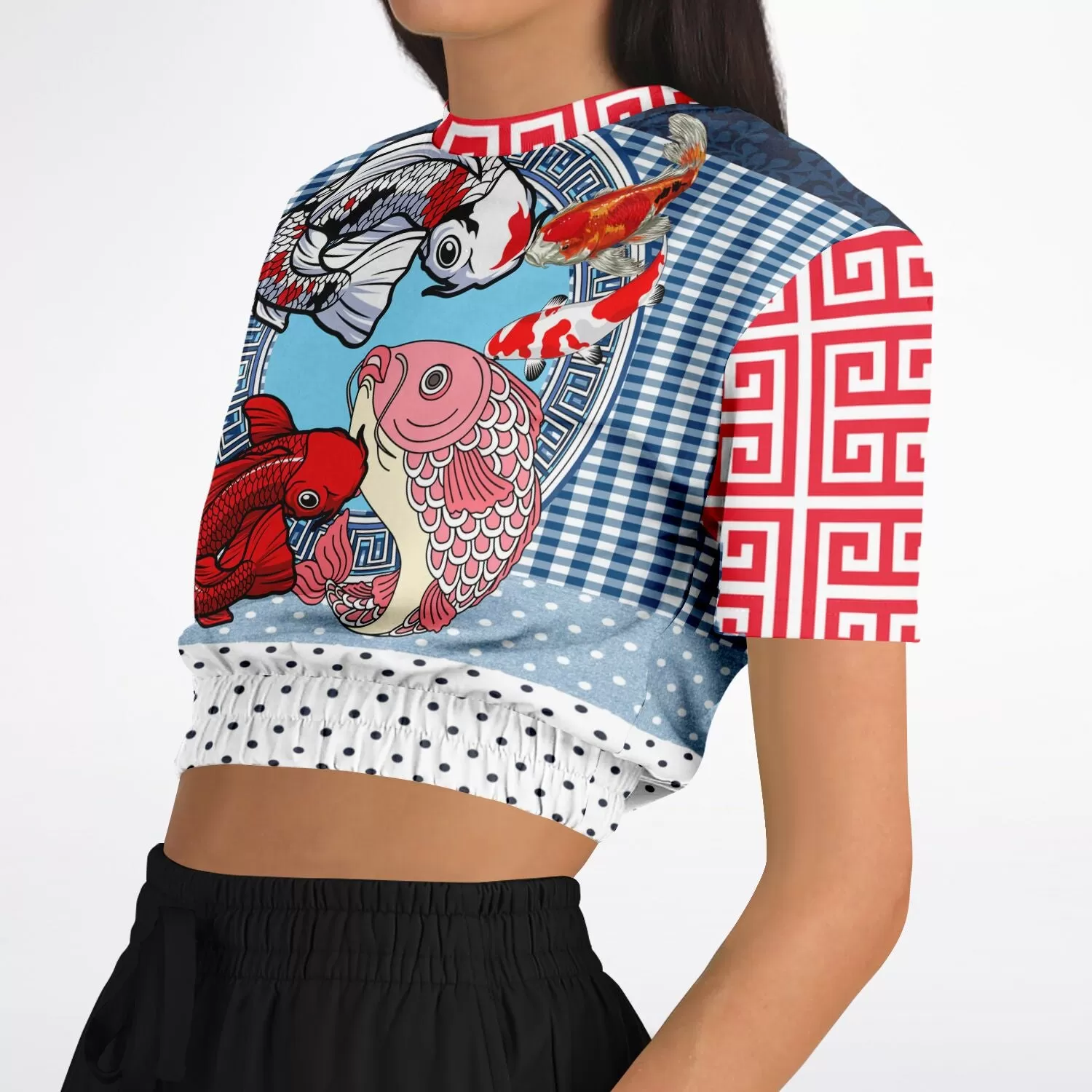 Don't Be Koi Short Sleeve Cropped Eco-Poly Sweater