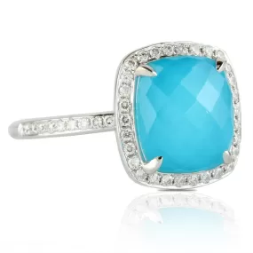 Doves St. Barth's Blue Turquoise & Diamond 18K White Gold Ring