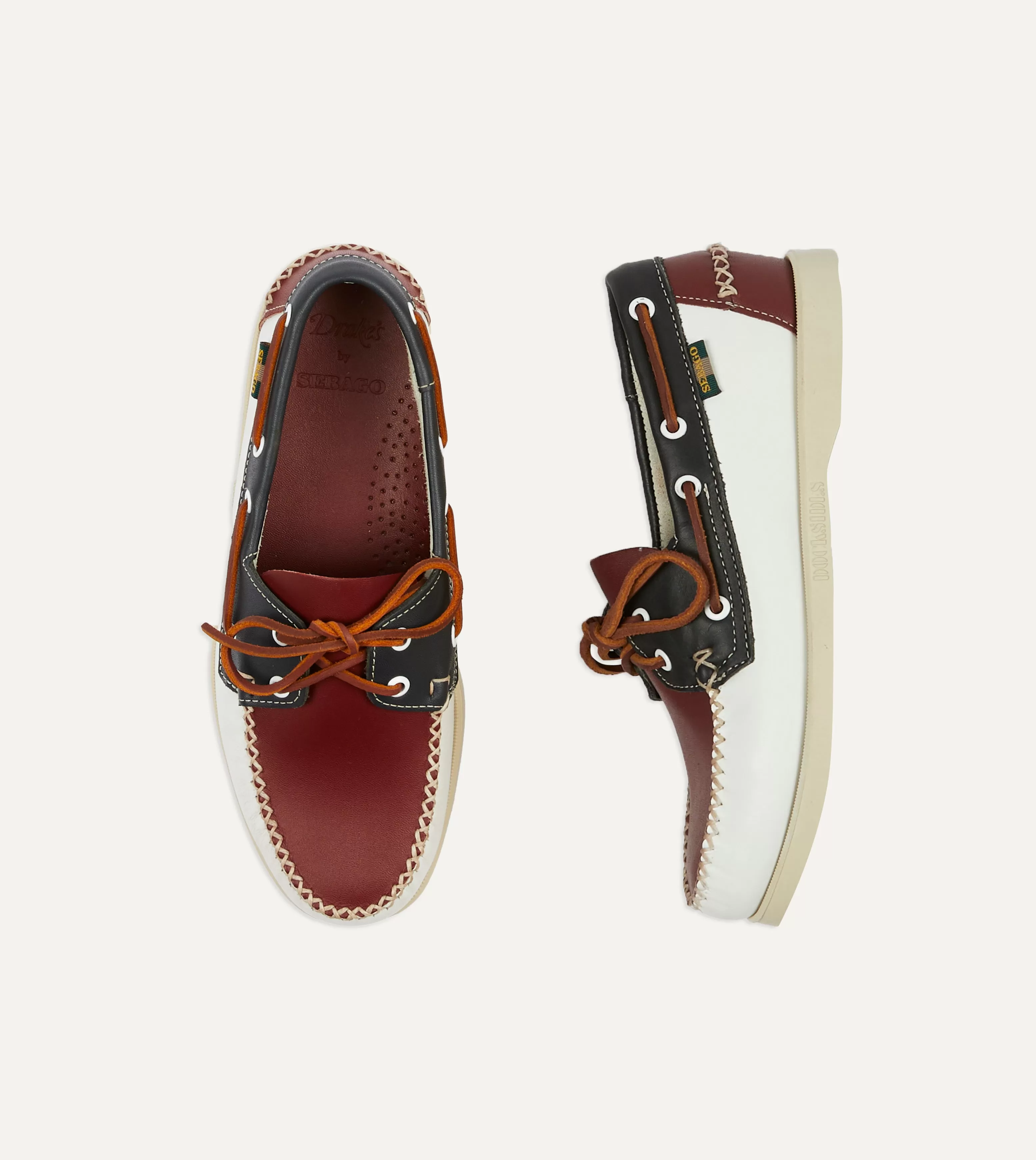 Drake's by Sebago Red White and Blue Docksides Spinnaker Boat Shoe