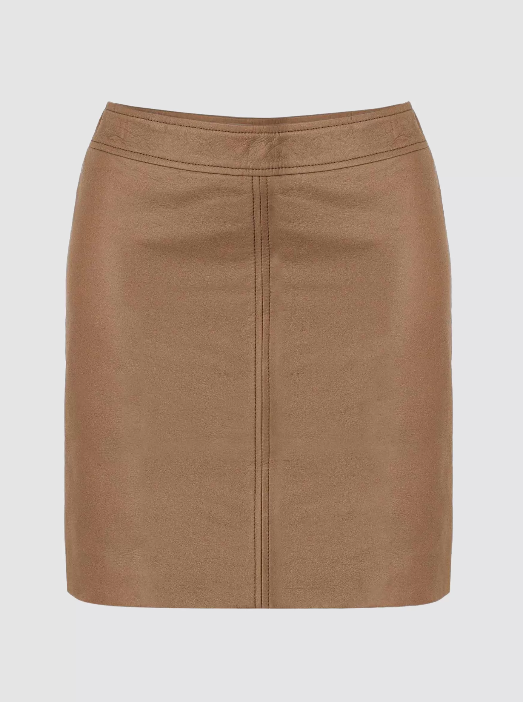 DYLAN LEATHER MINI SKIRT - MOCHA